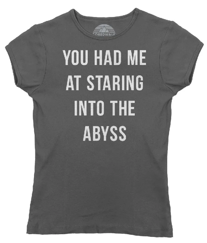 Women's You Had Me at Staring Into the Abyss T-Shirt - Nihilism Existentialism Polka Dot Checkered Tartan