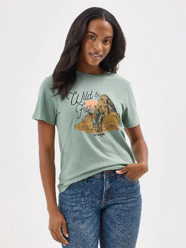 Wrangler Women's Southwestern Graphic Tee Striped Floral Plaid