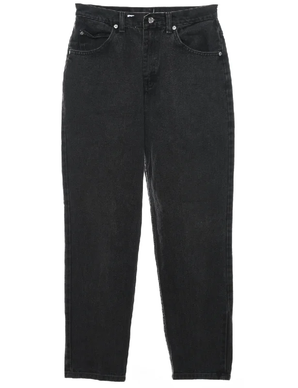 Black Tapered Jeans - W28 L29 Comfortable Zip-Fly Denim Jeans