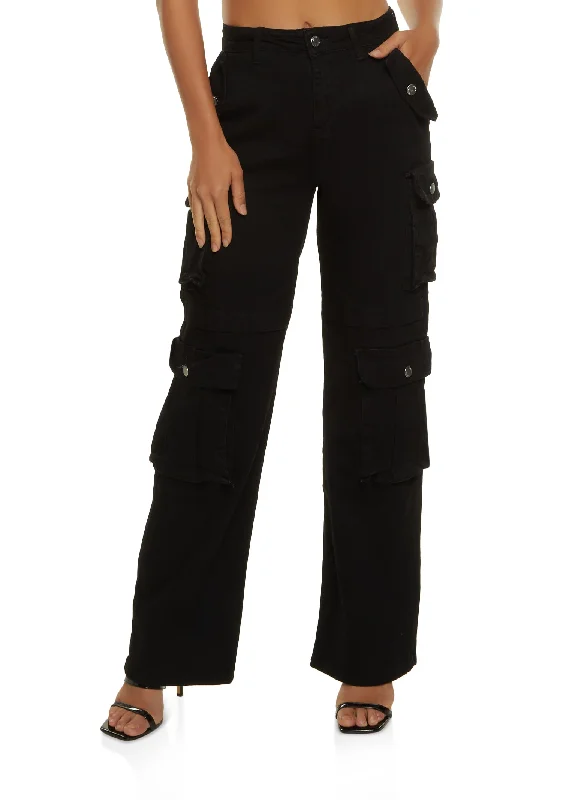 Wide Leg Cargo Jeans Comfortable Jogger Style Jeans