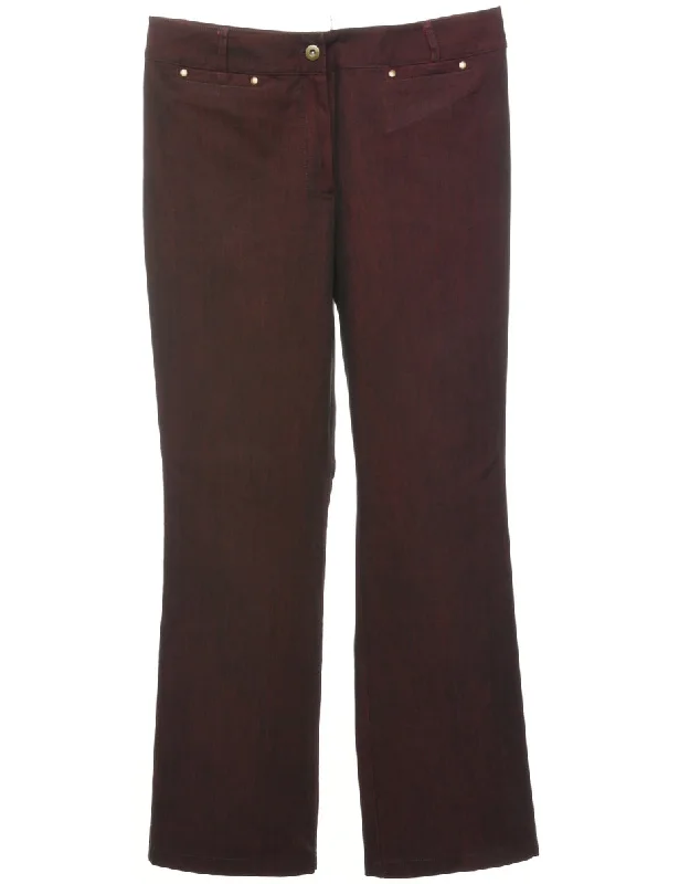 Burgundy 1990s Slim-Fit Jeans - W32 L30 Comfortable Low-Rise Jeans