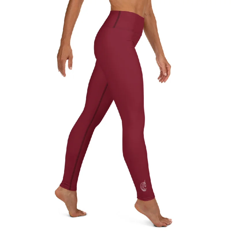 Burgundy Yoga Leggings Casual Slim-Fit Leggings