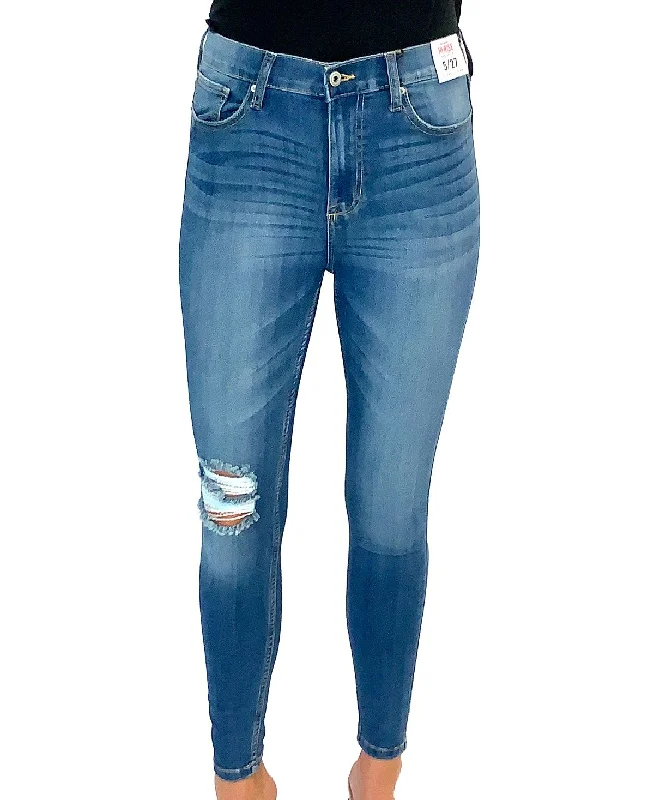 Celebrity Pink Juniors' High-rise Skinny Ankle Jeans Josephine Elegant Dark-Wash Bootcut Jeans