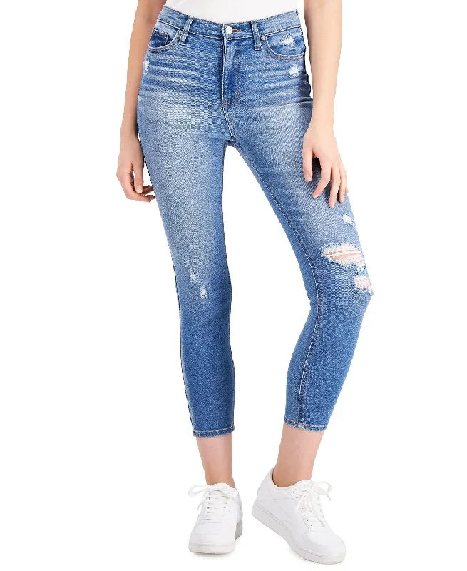 Celebrity Pink Juniors' High-rise Skinny Ankle Jeans Save The Day Comfortable Zip-Fly Denim Jeans