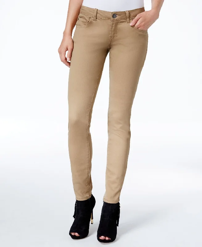 Celebrity Pink Juniors' Jayden Mid-rise Colored Wash Skinny Jeans Khaki Trendy Flared Leg Jeans