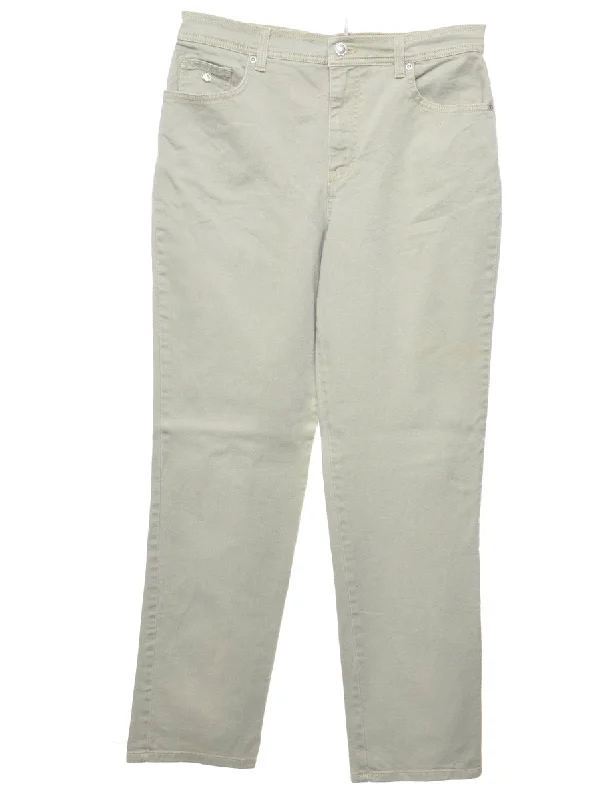 Classic Ivory Jeans - W32 L30 Fashionable Raw Edge Jeans