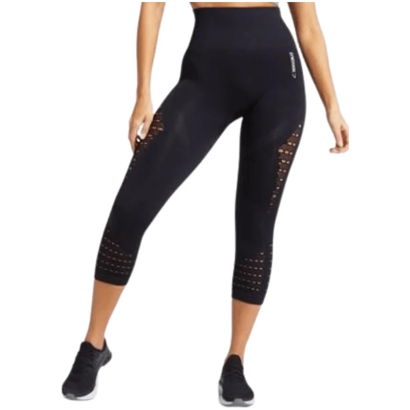 Gymshark Energy+ Seamless Cropped Leggings - Black Fashionable Sports Compression Leggings