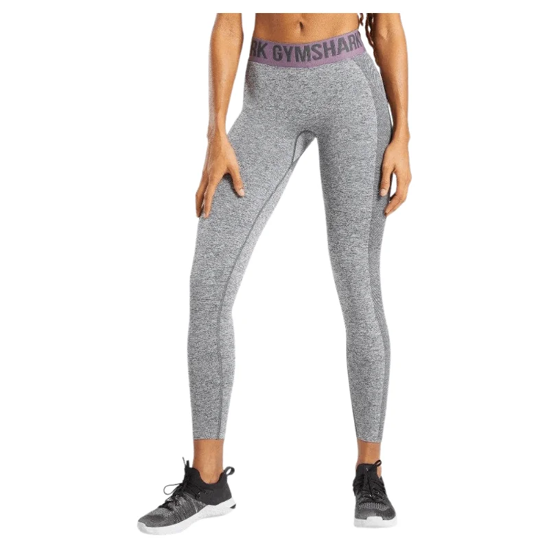 Gymshark Flex Low Rise Leggings - Charcoal / Purple Trendy Black Mesh Leggings