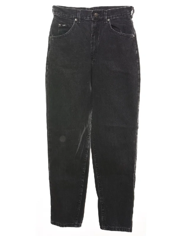 High Waist Black Tapered Lee Jeans - W24 L32 Cozy Tencel Blend Denim Jeans