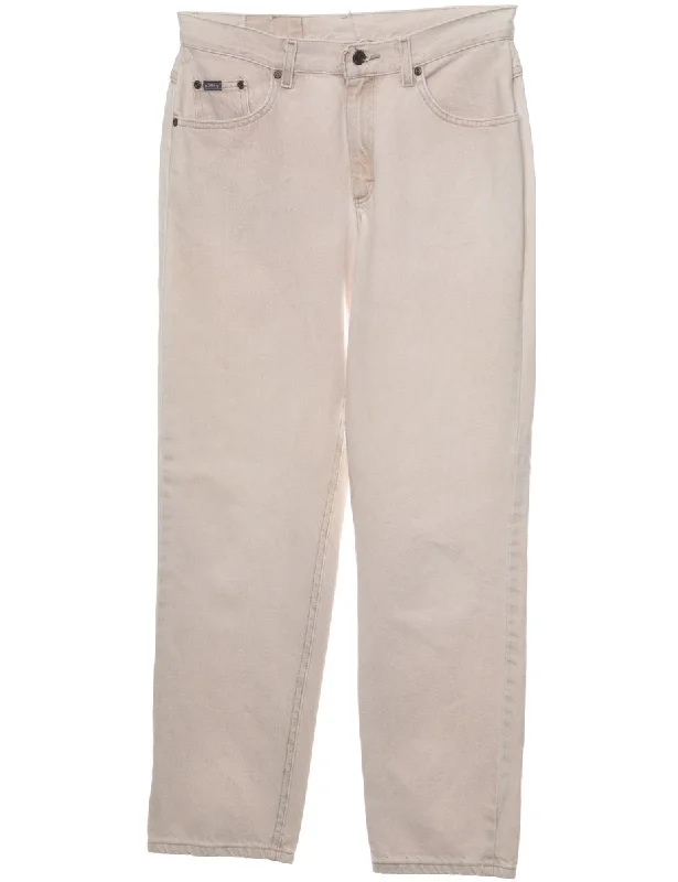 High Waist Tapered Lee Ivory Jeans - W31 L31 Stylish Acid-Wash Jeans