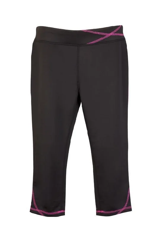 Ladies Contrast Stitch Leggings - Black/Pink Comfortable Full-Body Compression Leggings