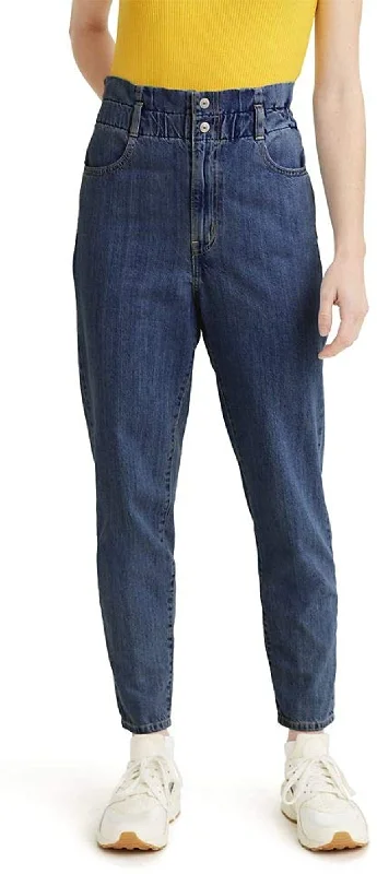 Levi's high-rise Paperbag-waist Tapered Cotton Jeans Short Fused Trendy Flared Leg Jeans