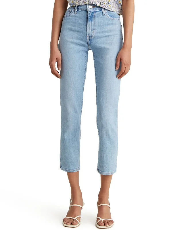 Levi's wo 724 Straight-leg Cropped Jeans Azure Fain Casual High-Waisted Bootcut Jeans