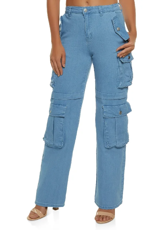 Wide Leg Cargo Jeans Chic Vintage-Inspired Denim Jeans