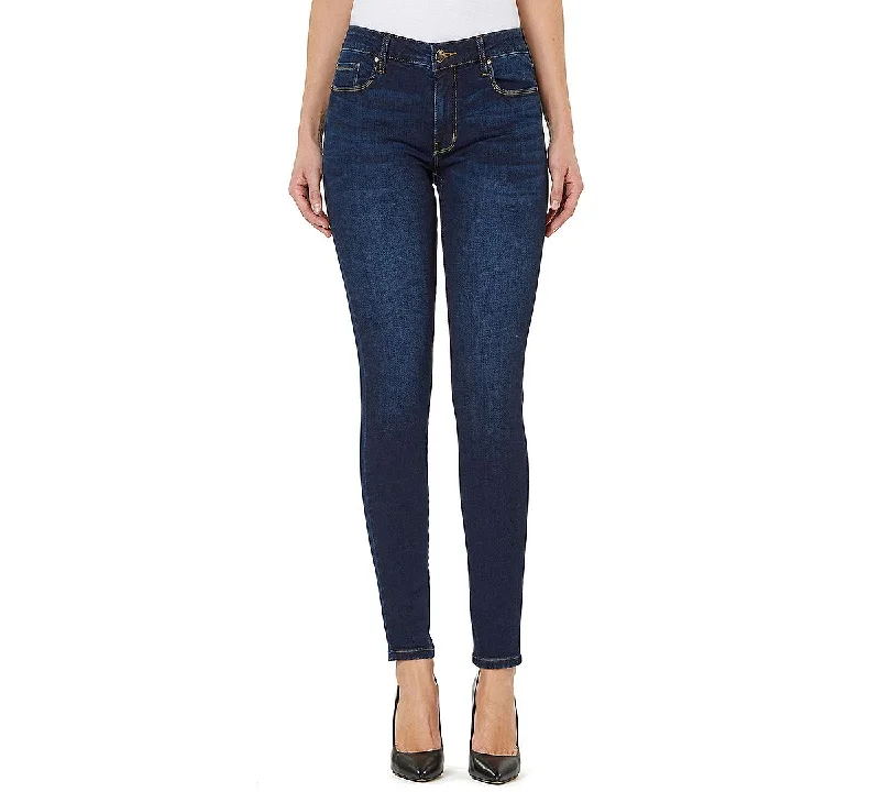 Numero Mid-rise Skinny Ankle Jeans Dark Wash Fashionable Button-Front Jeans