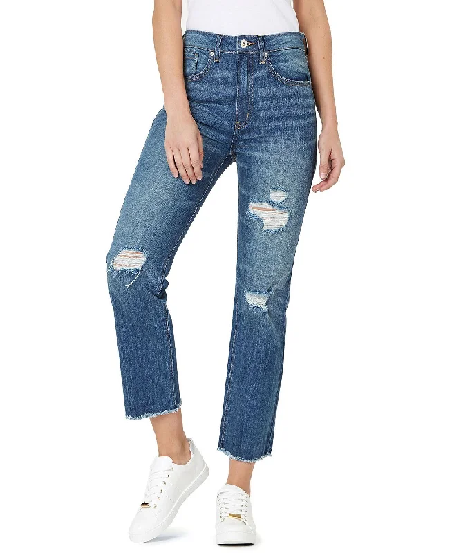 Numero Ripped High Rise Frayed-hem Denim Jeans Torn Blue Trendy Skinny High-Waist Jeans