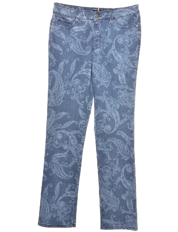 Paisley Print Slim-Fit  Jeans - W30 L32 Comfortable Straight-Legged Denim