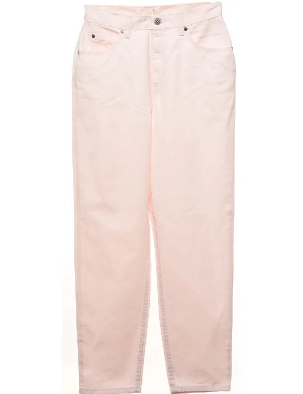 Pale Pink Tapered High Waist Jeans - W28 L31 Trendy Flared Leg Jeans