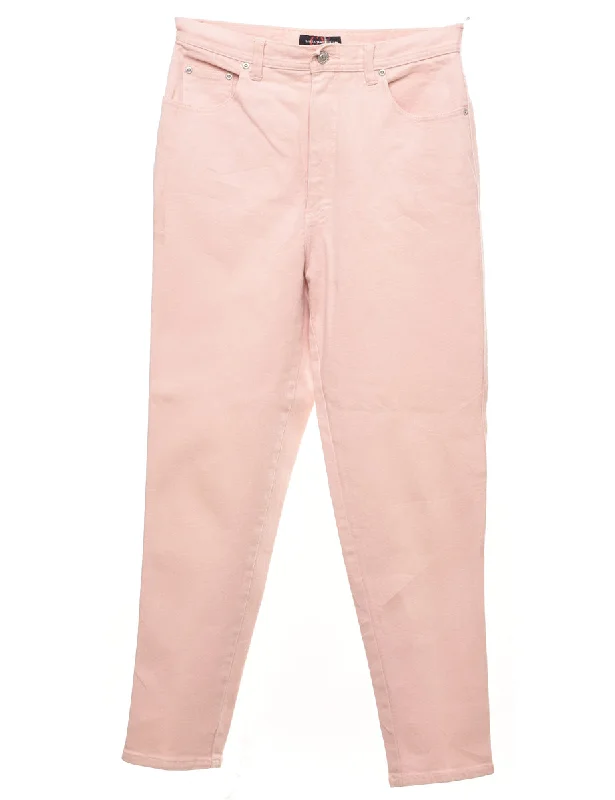 Pale Pink Tapered High Waist Jeans - W29 L30 Comfortable Stretch Fit Jeans