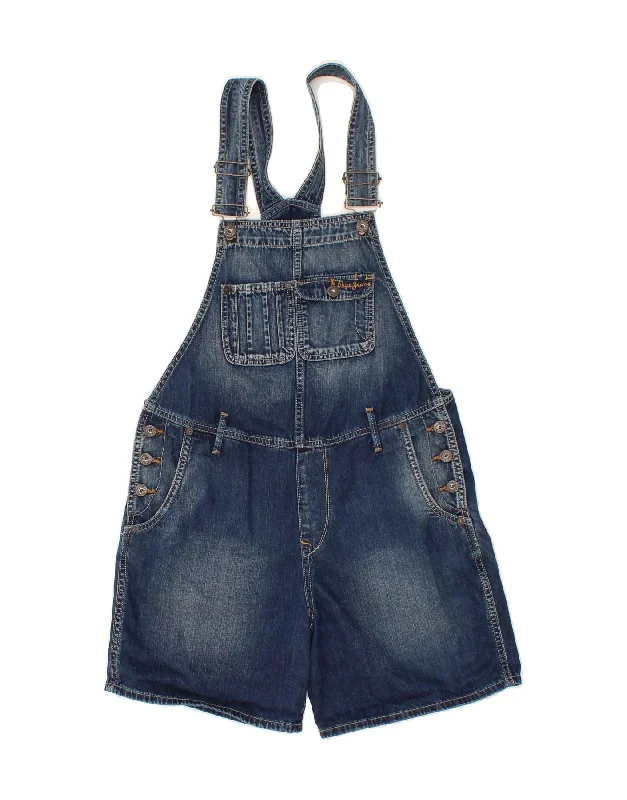 PEPE JEANS Womens Dungarees Denim Shorts Small W32 Blue Cotton Fashionable Bootcut Jeans