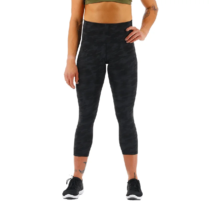 TYR GYM Women’s High Rise Camo Blackout 3/4 Leggings Comfortable Slip-On Compression Leggings