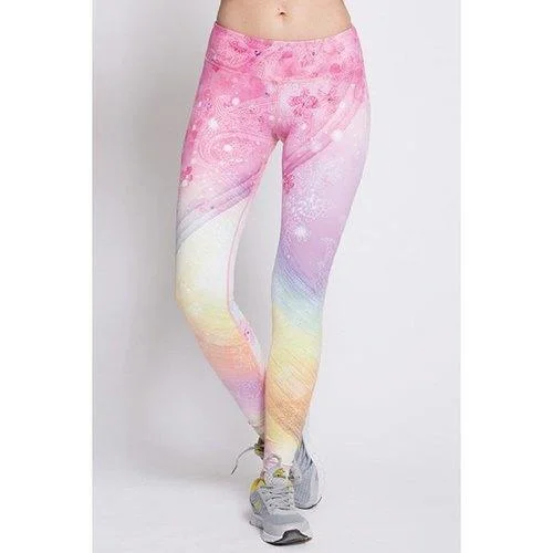 Fashionable Elastic Waist Ombre Sport Leggings For Women - Pink S Stylish Athletic Wear Leggings