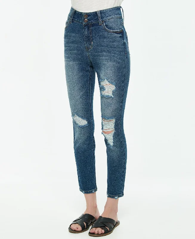 Vanilla Star Juniors' Double-button High-rise Skinny Jeans Augusto Comfortable Zip-Up Skinny Jeans