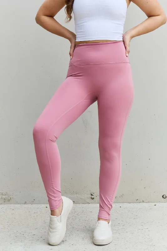 Zenana Fit For You Full Size High Waist Active Leggings in Light Rose Comfortable Bootcut Workout Leggings