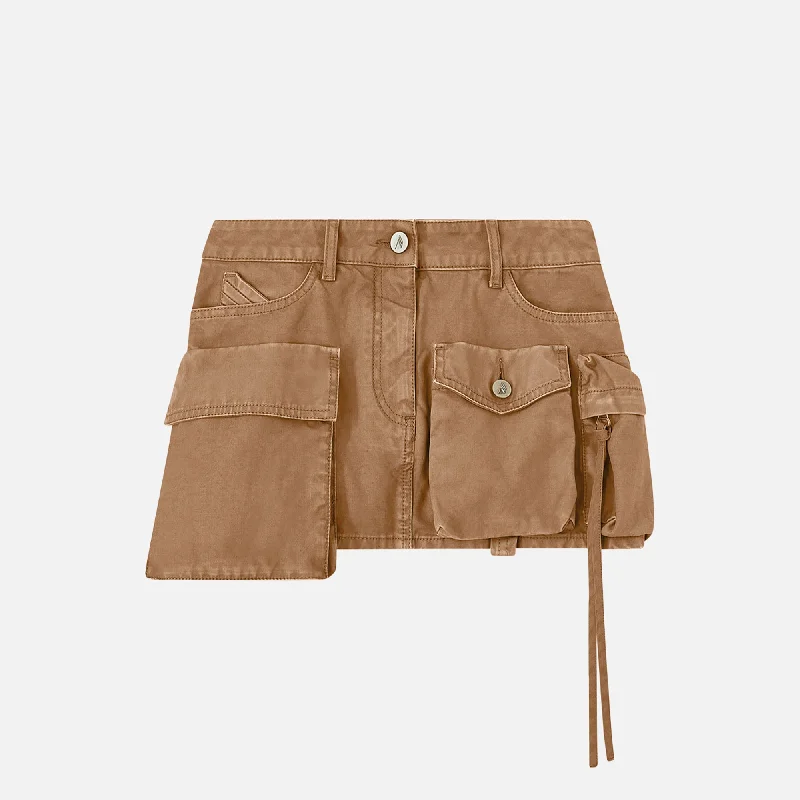 The Attico Mini Skirt - Cachi cashmere skirt fine