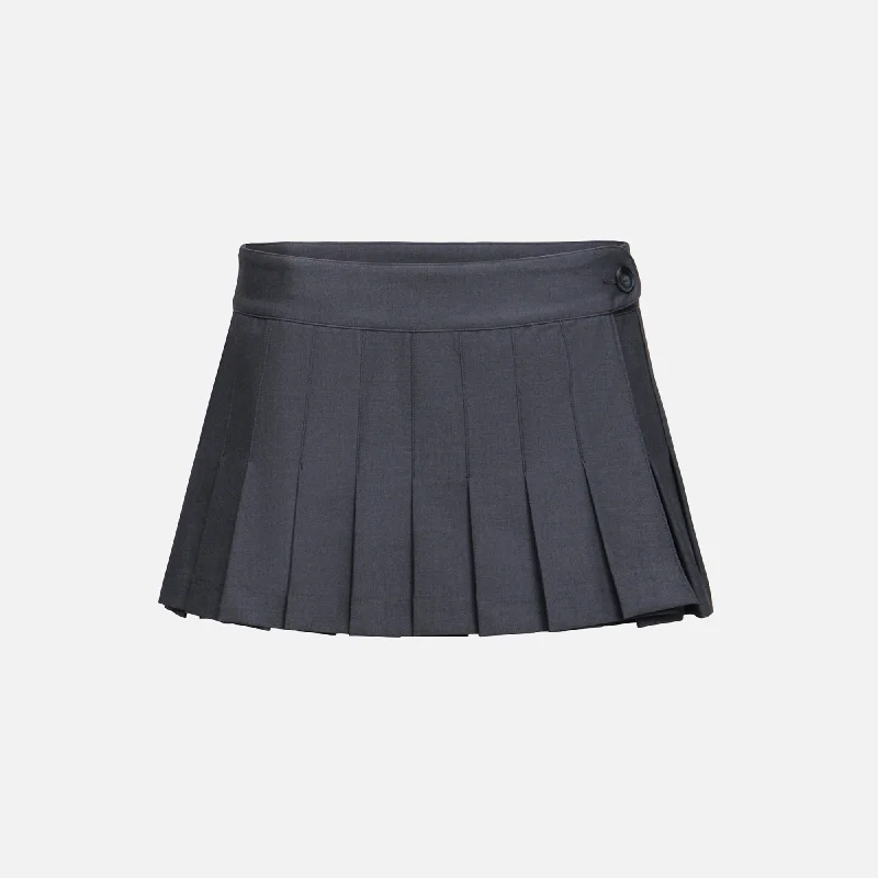 GUIZIO Lyneth Pleated Mini Skirt - Grey silk skirt smooth