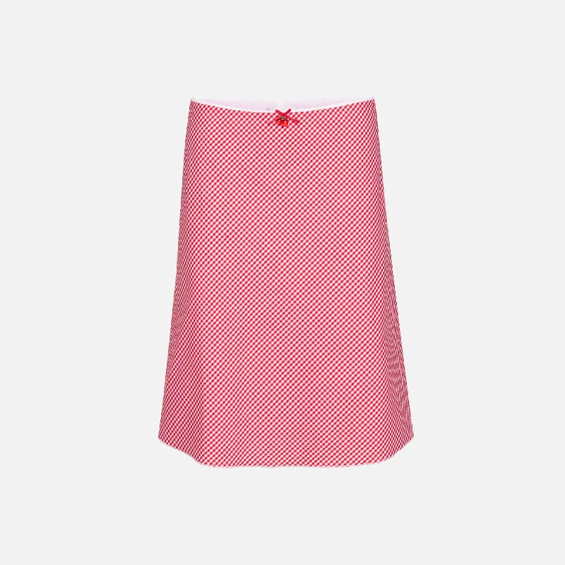 GUIZIO Paloma Skirt - Gingham Poppy / White wool skirt sturdy