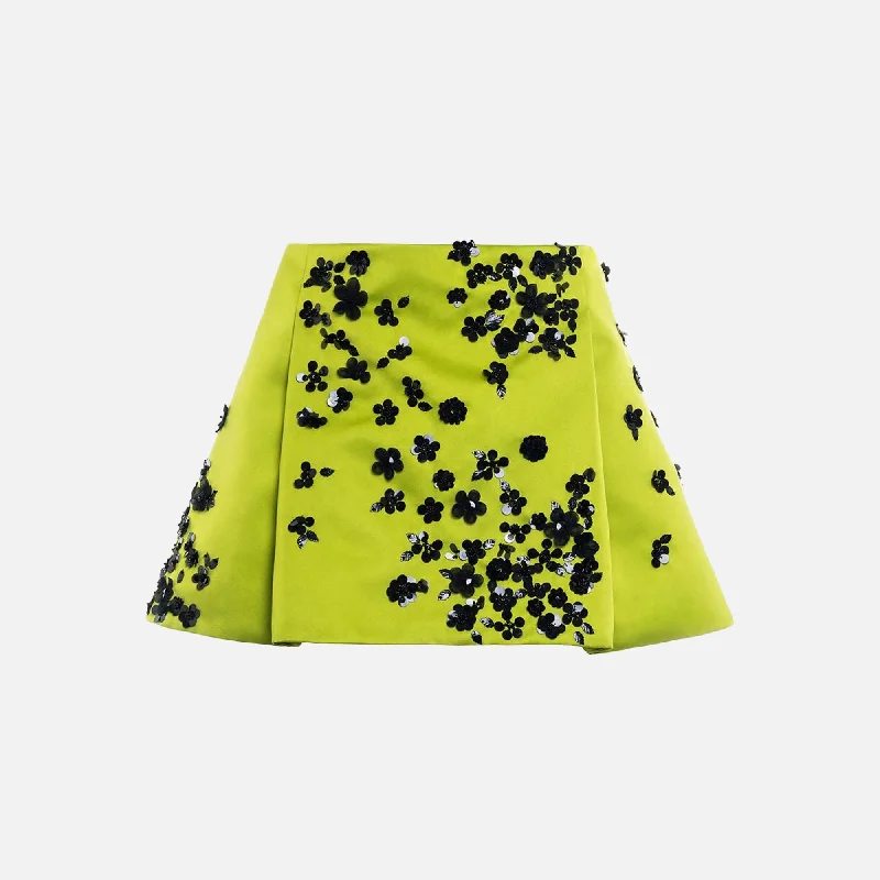 Des Phemmes Skirt - Lime velvet skirt sumptuous