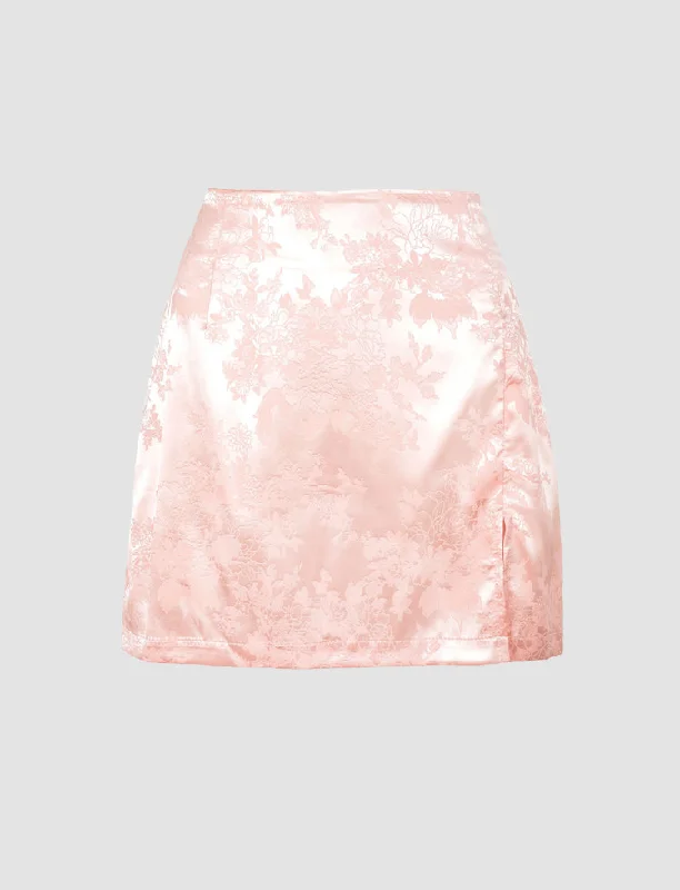 Floral Print Stain Mini Skirt elastic waist skirt