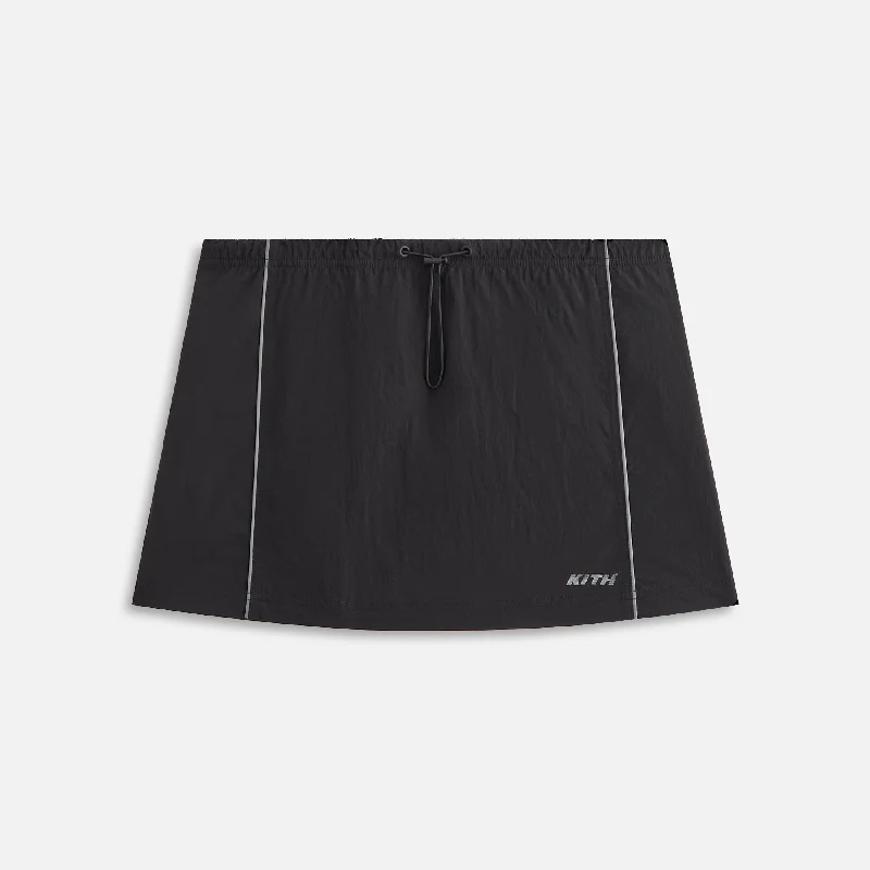 Kith Women Lowen Nylon Track Skirt - Black chiffon skirt floaty