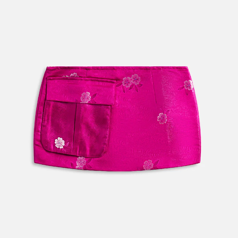 Kim Shui Silk Short Skirt - Pink denim skirt classic