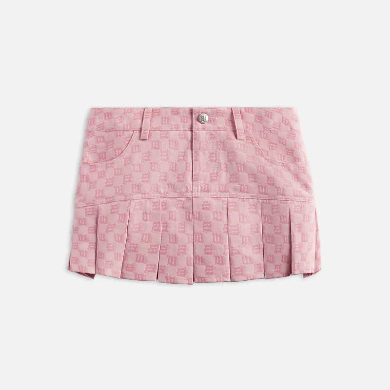 MISBHV Monogram Pleated Skirt - Bubblegum leather skirt modern