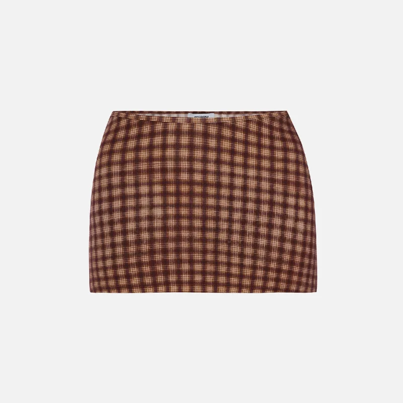 Miaou Elektra Skirt - Warped Plaid linen skirt relaxed