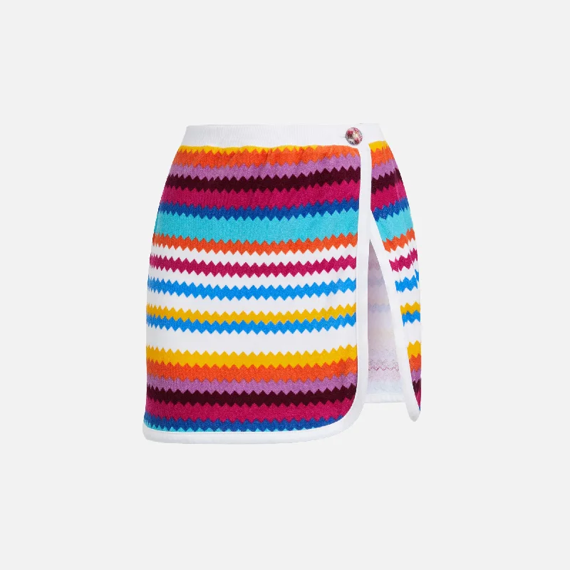 Missoni Miniskirt - Multicolor Chevron leather skirt sleek