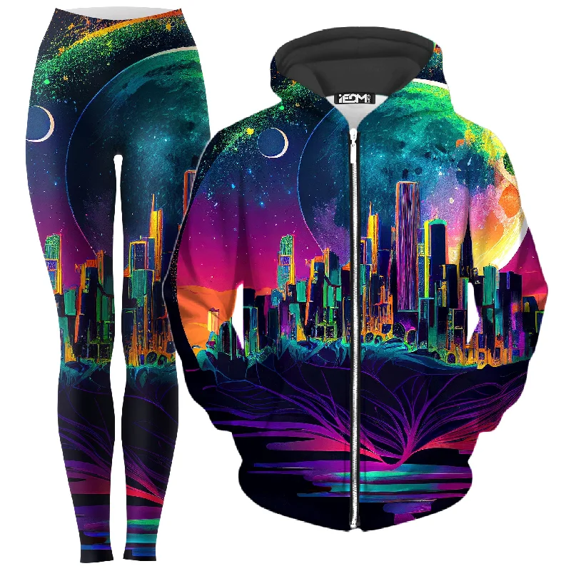 Back to Reality Zip-Up Hoodie and Leggings Combo Stylish Yoga Leggings