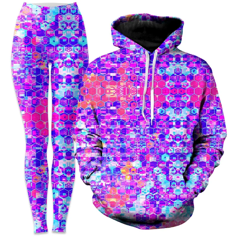 Blocks Of Life Hoodie and Leggings Combo Cozy Bootcut Leggings