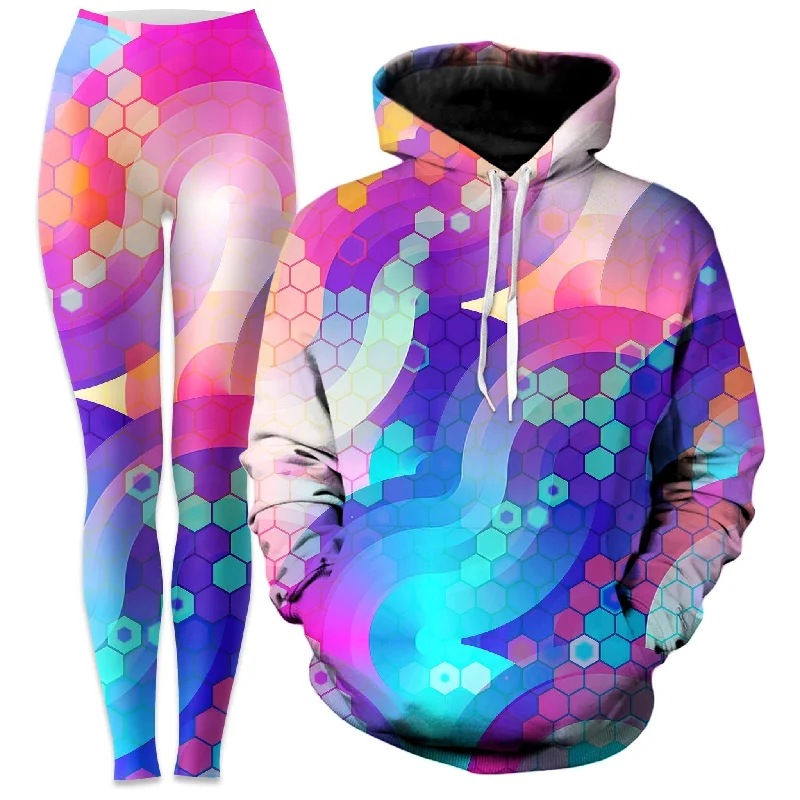 Bubbly Hoodie and Leggings Combo Fashionable Lacy Detail Leggings