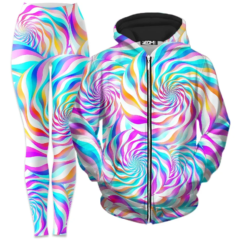 Cloud Surfing Zip-Up Hoodie and Leggings Combo Elegant Metallic Leggings