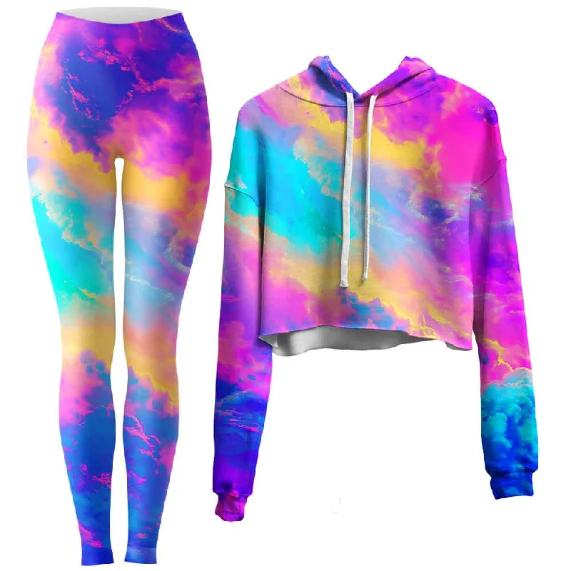Cloudopia Crop Hoodie and Leggings Combo Comfortable Classic Yoga Leggings