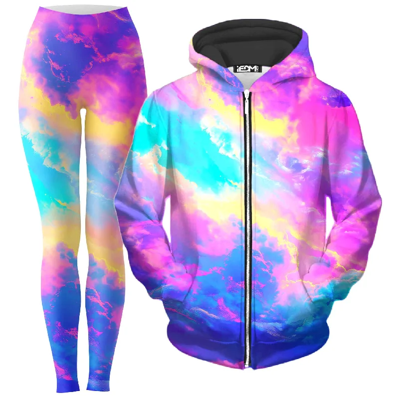 Cloudopia Zip-Up Hoodie and Leggings Combo Cozy Full-Length Workout Leggings