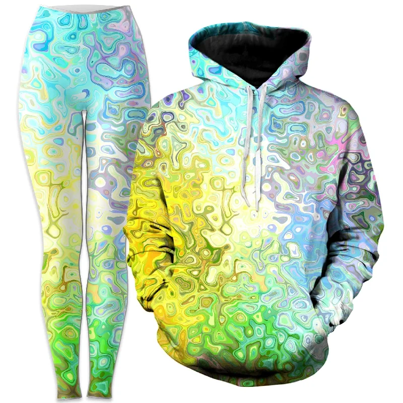 Color Jumble Hoodie and Leggings Combo Fashionable Full-Length Active Leggings