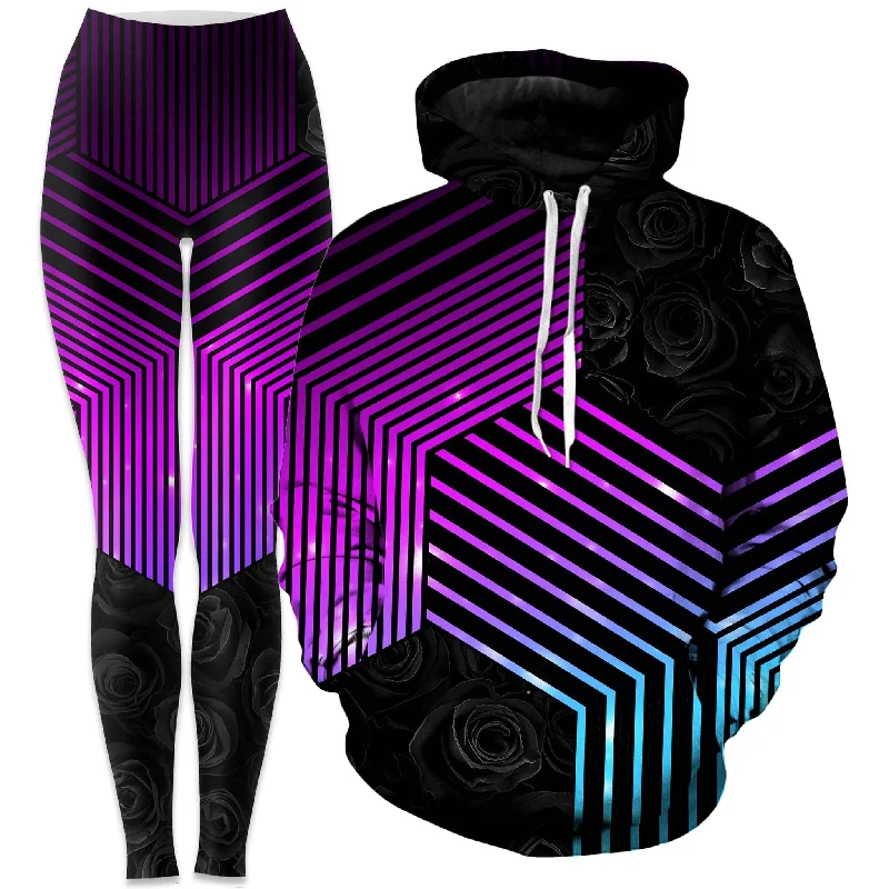 Connected Hex Hoodie and Leggings Combo Elegant Black Leggings