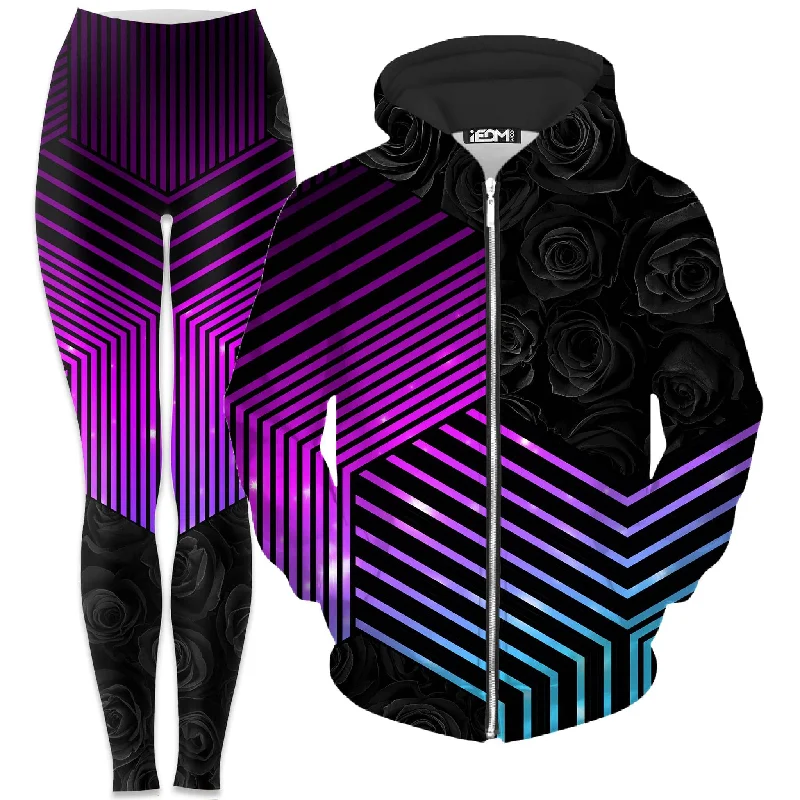 Connected Hex Zip-Up Hoodie and Leggings Combo Comfortable Yoga Tights Leggings