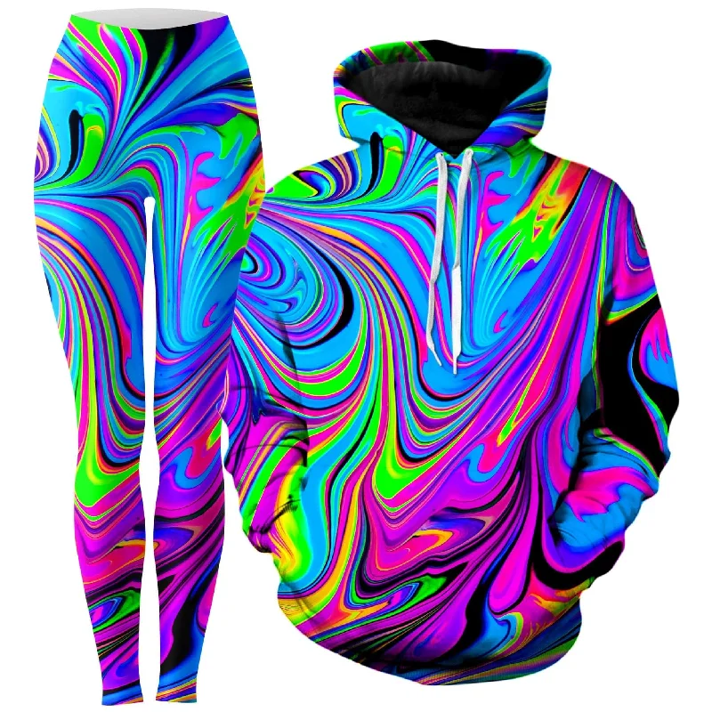 Cosmic Flow Hoodie and Leggings Combo Classic Solid Color Leggings