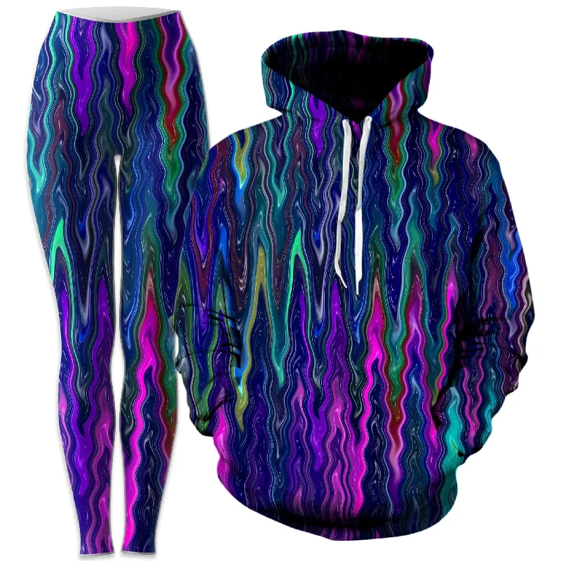 Cosmic Vibrations Hoodie and Leggings Combo Comfortable Workout Fitness Leggings