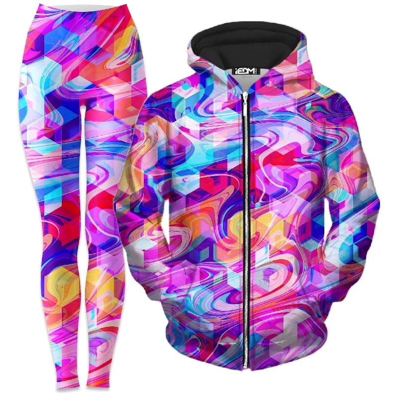 Cubic Drop Zip-Up Hoodie and Leggings Combo Comfortable Lounge Leggings